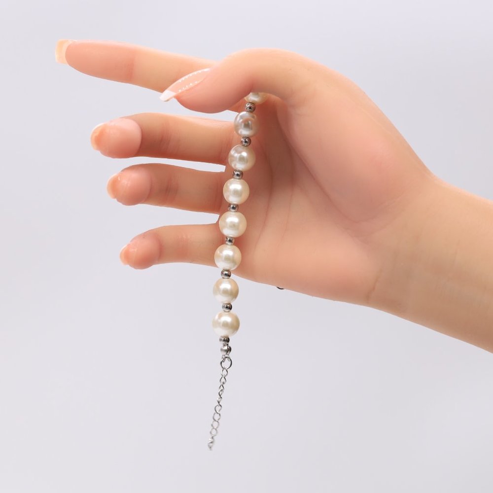 Pearl bracelet with lobster clasp and extension chain. - Picture 4 of 4